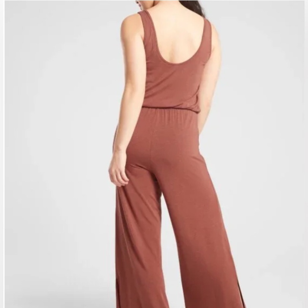 NWOT Athleta The Passenger wide leg jumpsuit brick orange size small - Picture 2 of 9